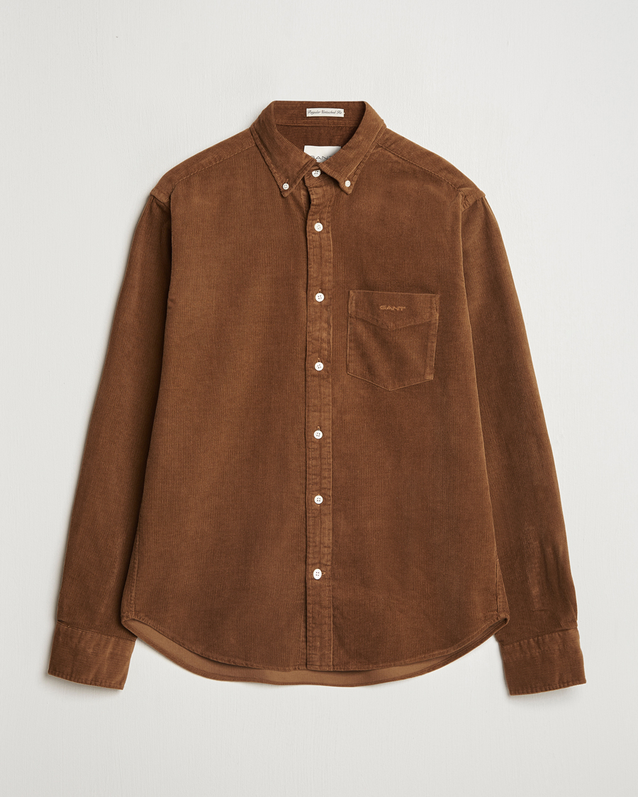 Homme | Chemises | GANT | Regular Fit Corduroy Shirt Brown Melange