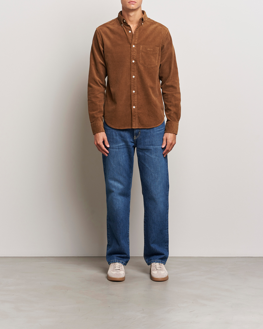 Homme | Chemises | GANT | Regular Fit Corduroy Shirt Brown Melange