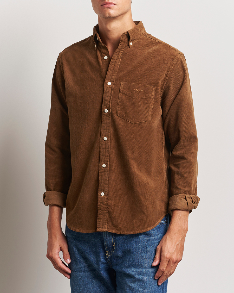 Homme | Chemises | GANT | Regular Fit Corduroy Shirt Brown Melange