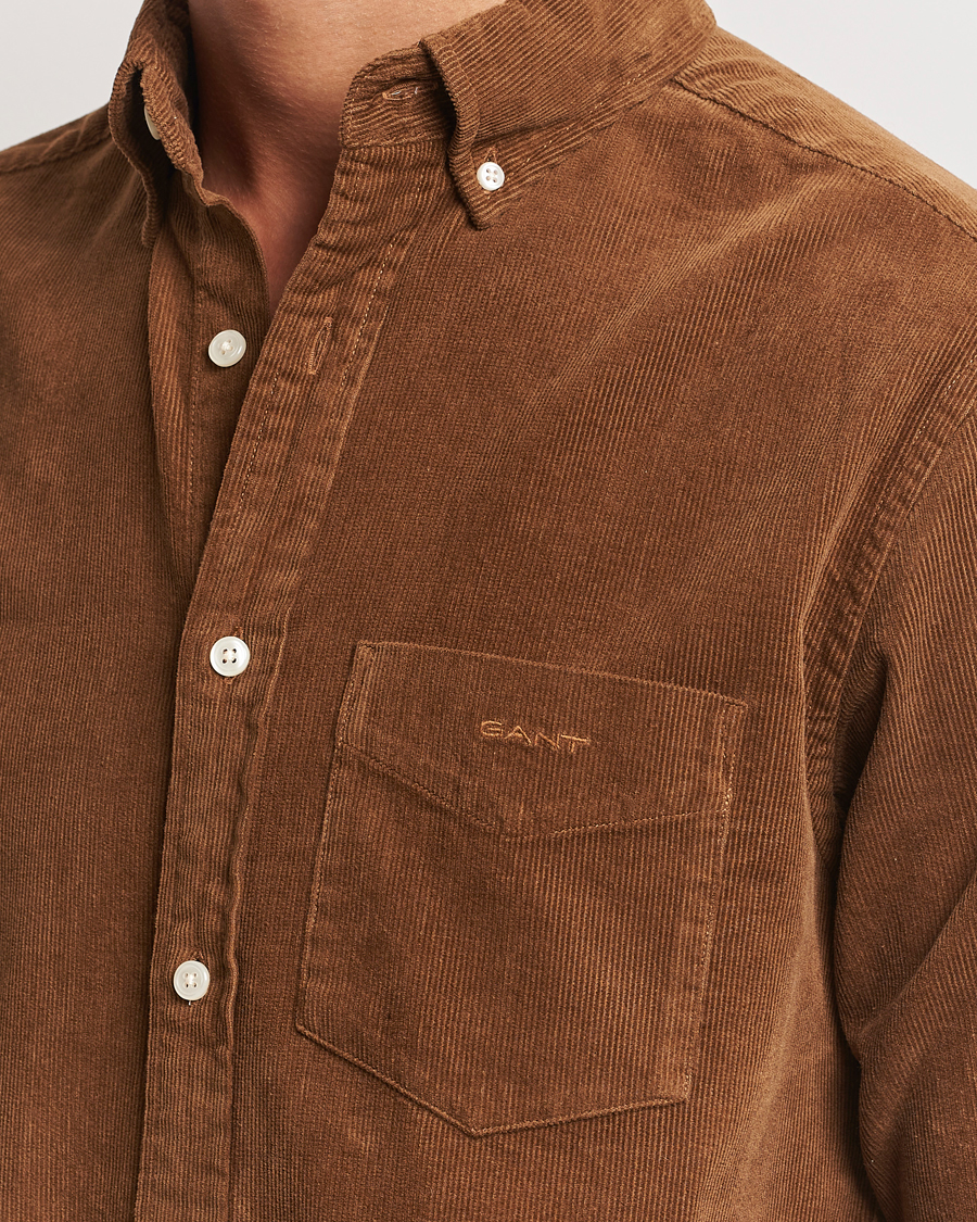 Homme | Chemises | GANT | Regular Fit Corduroy Shirt Brown Melange
