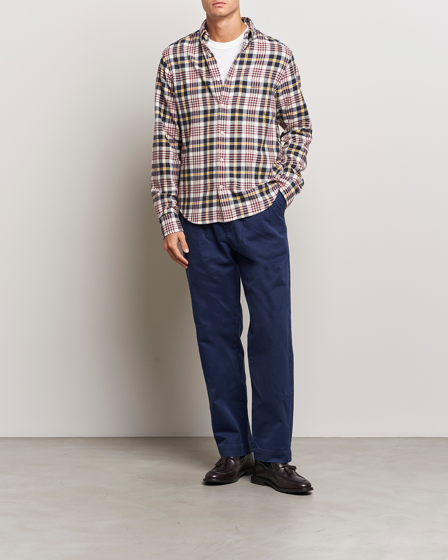 Homme | Chemises | Gant | Regular Flannel Plaid Shirt Cream
