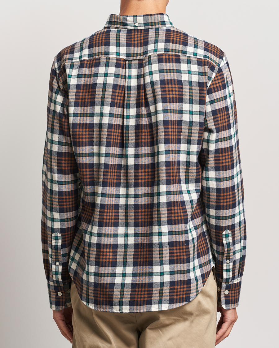 Homme | Chemises | GANT | Regular Flannel Plaid Shirt Cacao Brown