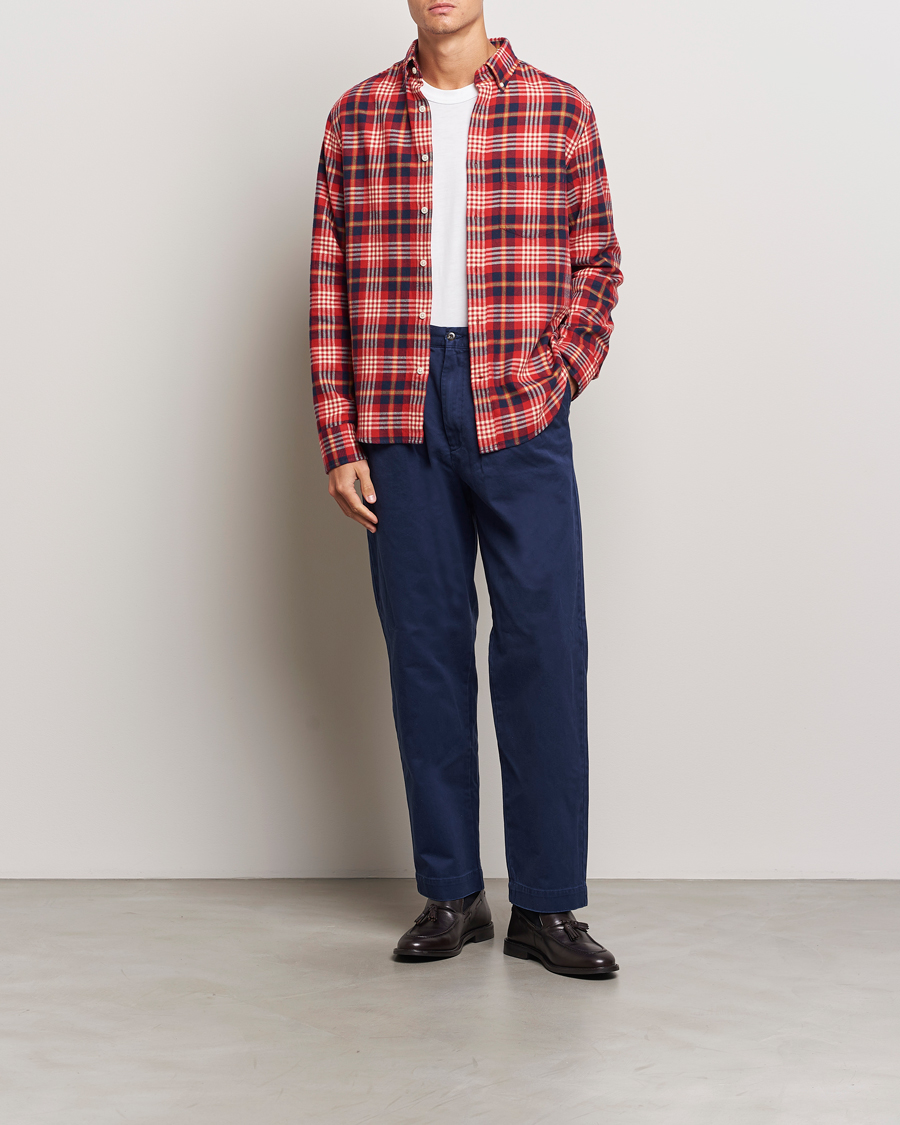 Homme | Chemises | GANT | Regular Flannel Plaid Shirt Ruby Red