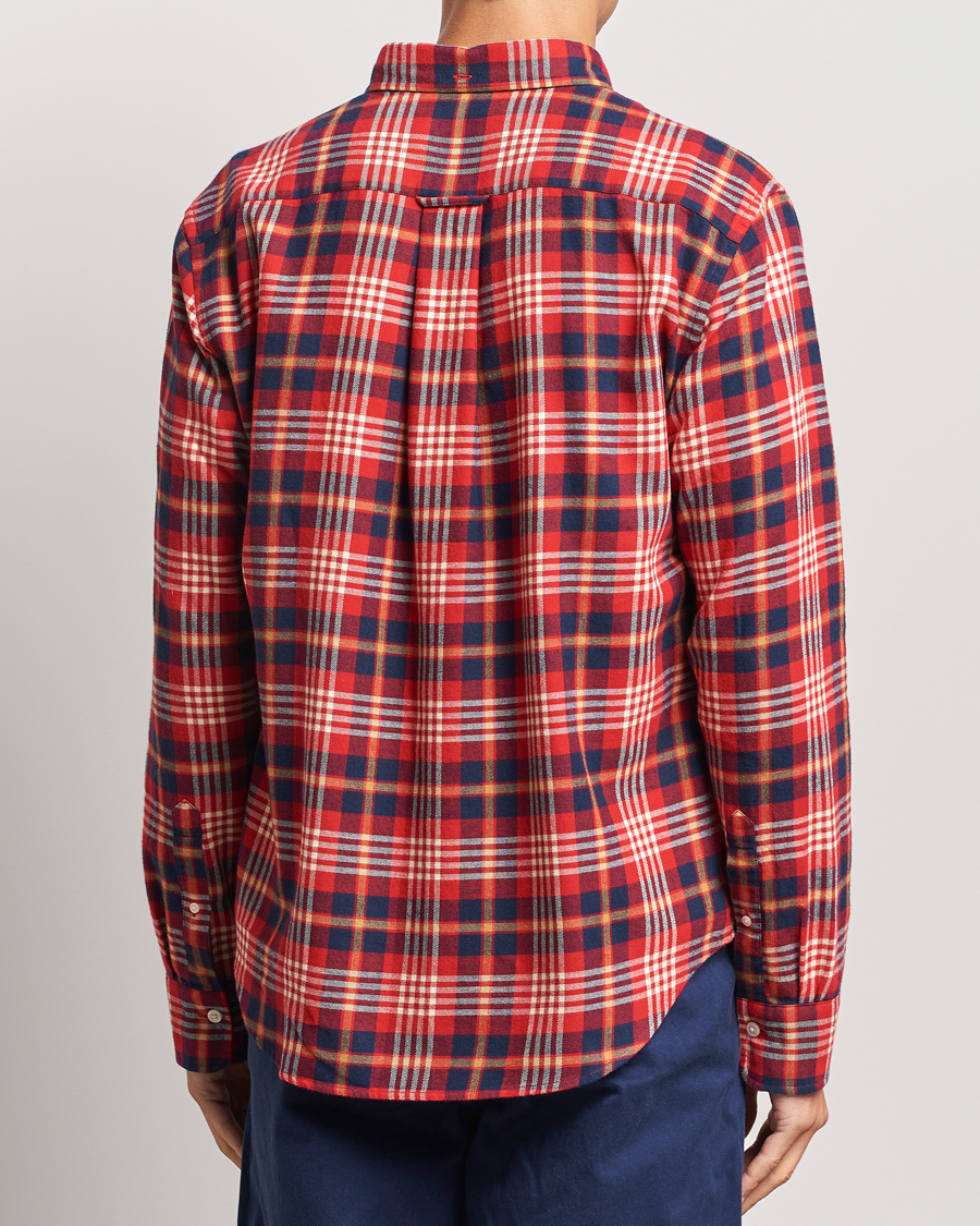 Homme | Chemises | GANT | Regular Flannel Plaid Shirt Ruby Red