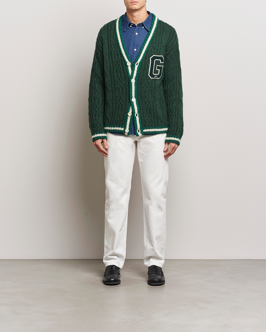 Homme | Pulls Et Tricots | GANT | Seasonal G Cable V-neck Cardigan Tartan Green