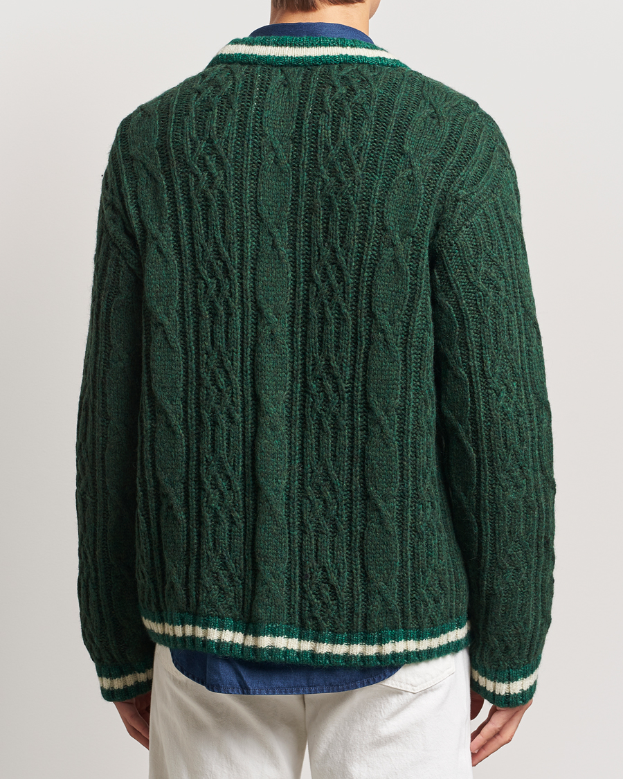 Homme | Pulls Et Tricots | GANT | Seasonal G Cable V-neck Cardigan Tartan Green