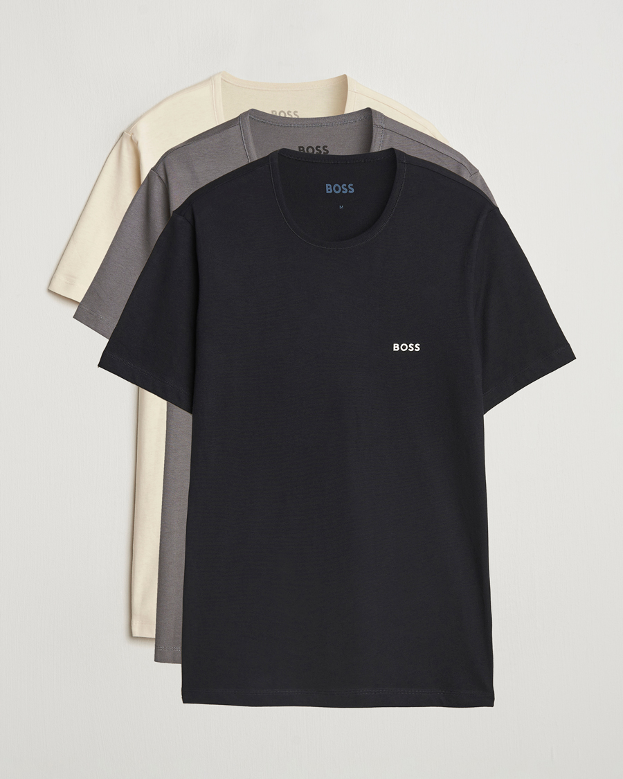 Homme | T-shirts | BOSS BLACK | 3-Pack Crew Neck T-Shirt White/Grey/Black