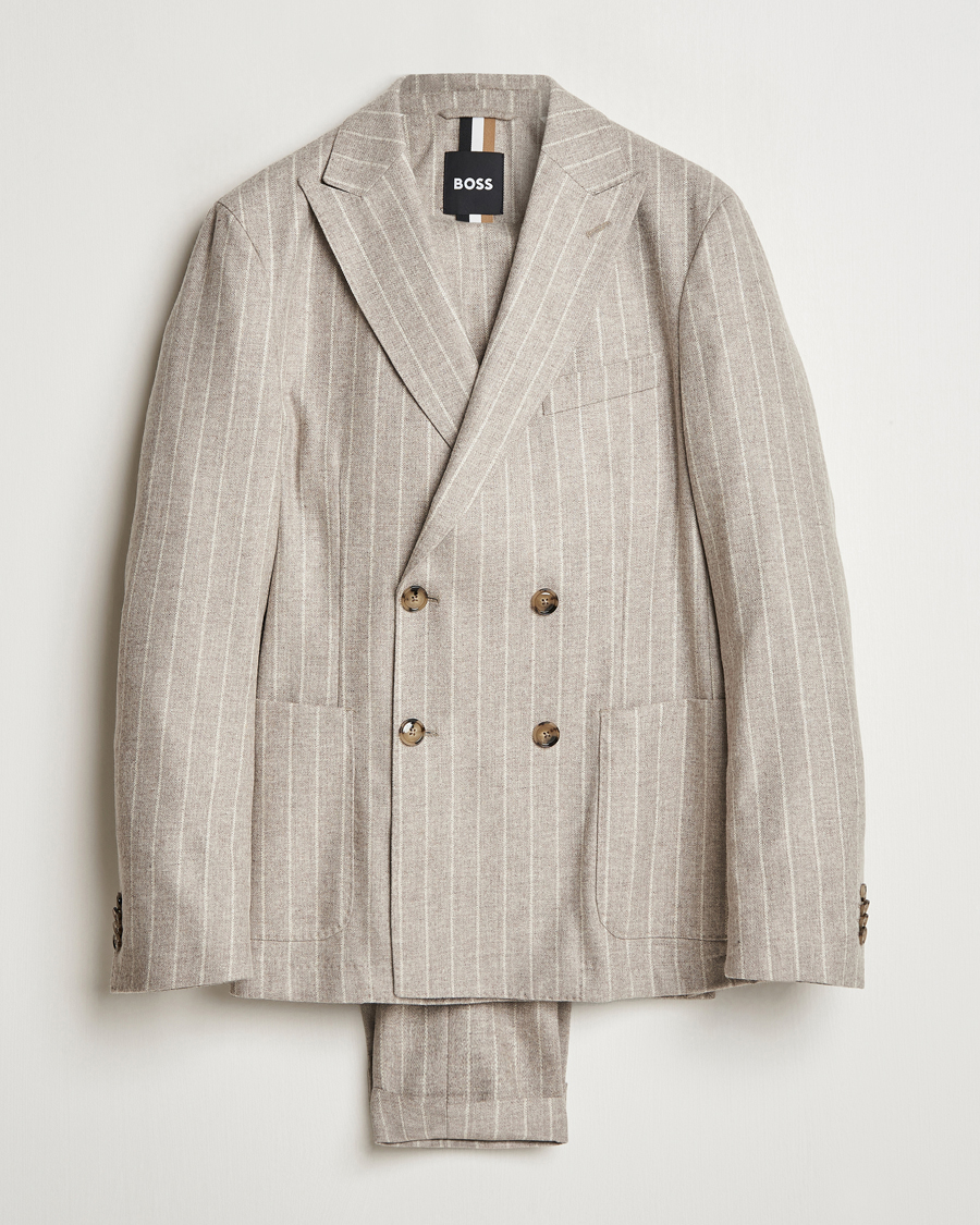 Homme | Costumes | BOSS BLACK | Hanry Wool Pinstriped Suit Light Beige