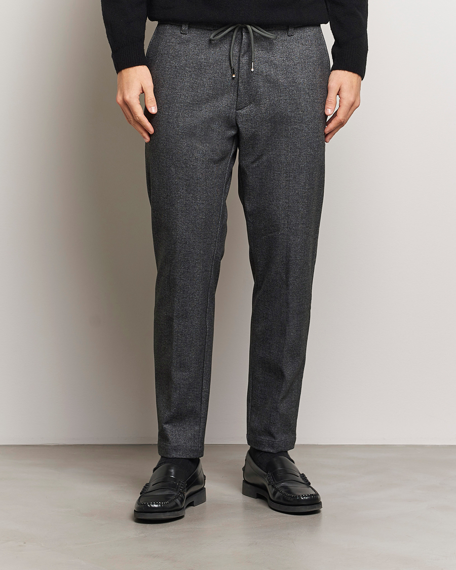 Homme | Pantalons | BOSS BLACK | Kane Brushed Drawstring Trousers Dark Grey