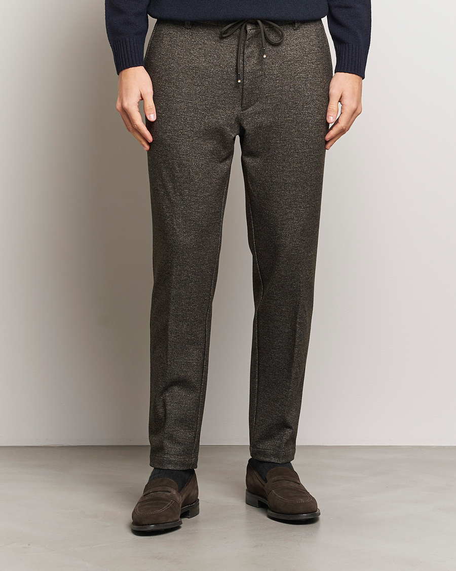 Homme | Pantalons | BOSS BLACK | Kane Brushed Drawstring Trousers Dark Beige