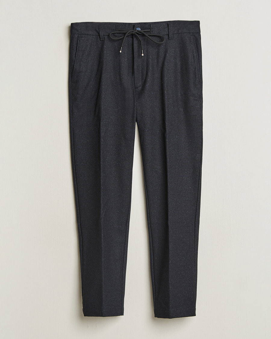 Homme | Pantalons | BOSS BLACK | Kane Brushed Drawstring Trousers Dark Blue
