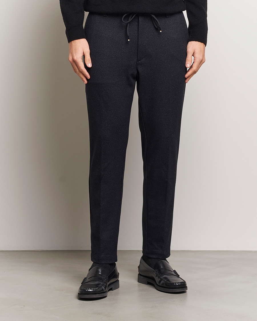 Homme | Pantalons | BOSS BLACK | Kane Brushed Drawstring Trousers Dark Blue