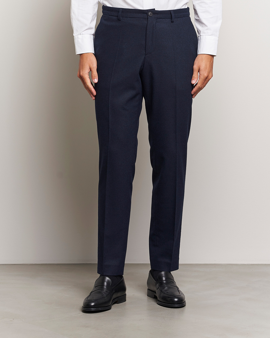 Homme | Pantalons | BOSS BLACK | Genius Wool Tech Trousers Dark Blue
