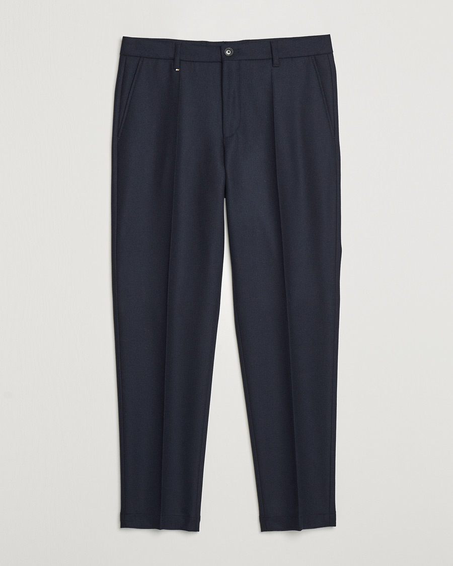 Homme | Pantalons | BOSS BLACK | Perin Wool Trousers Dark Blue