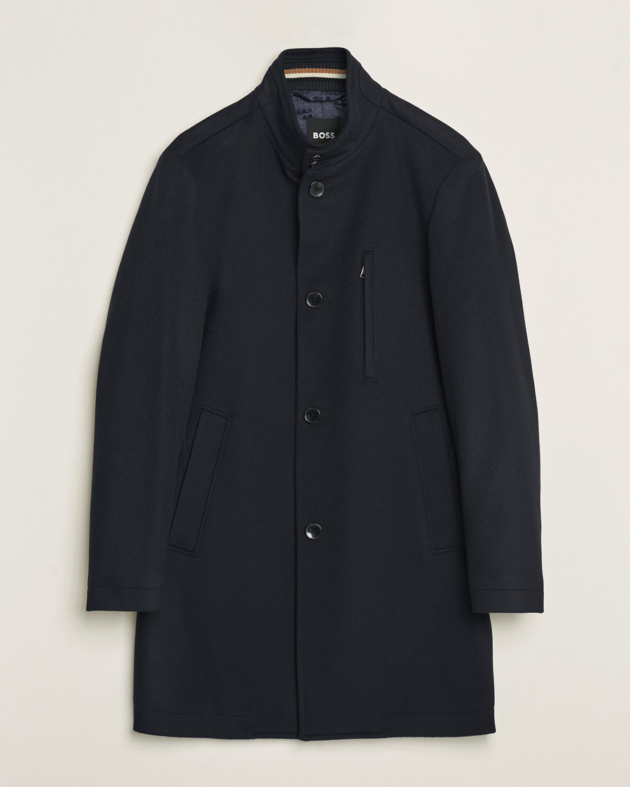 Homme | Manteaux Et Vestes | BOSS BLACK | Hyde Stand Up Collar Coat Dark Blue