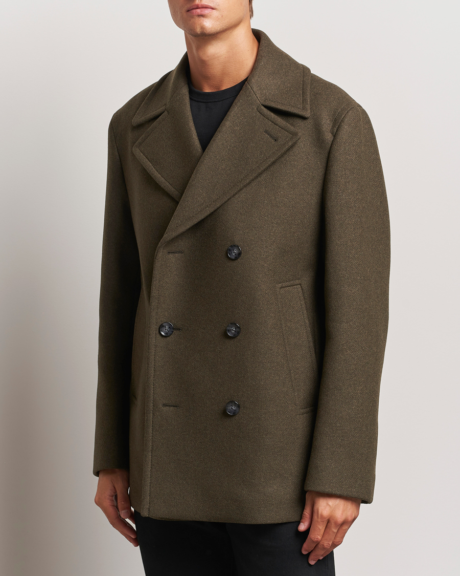 Homme | Manteaux Et Vestes | BOSS BLACK | Clay Wool Peacoat Open Green