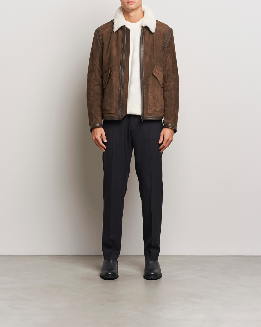 Homme | Manteaux Et Vestes | BOSS BLACK | Montel Suede Searling Bomber Jacket Brown
