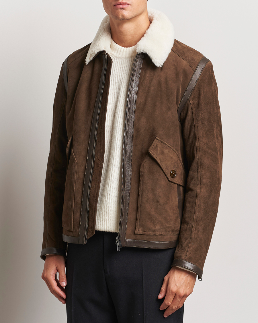 Homme | Manteaux Et Vestes | BOSS BLACK | Montel Suede Searling Bomber Jacket Brown