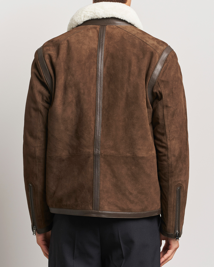 Homme | Manteaux Et Vestes | BOSS BLACK | Montel Suede Searling Bomber Jacket Brown