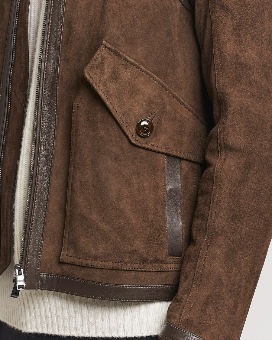 Homme | Manteaux Et Vestes | BOSS BLACK | Montel Suede Searling Bomber Jacket Brown