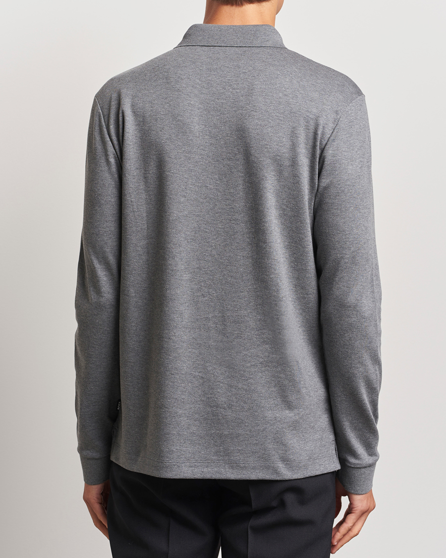 Homme | Pulls Et Tricots | BOSS BLACK | Pado Mercerized Long Sleeve Polo Medium Grey