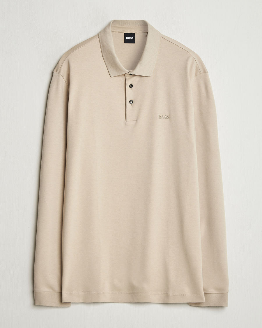 Homme | Pulls Et Tricots | BOSS BLACK | Pado Mercerized Long Sleeve Polo Light Beige
