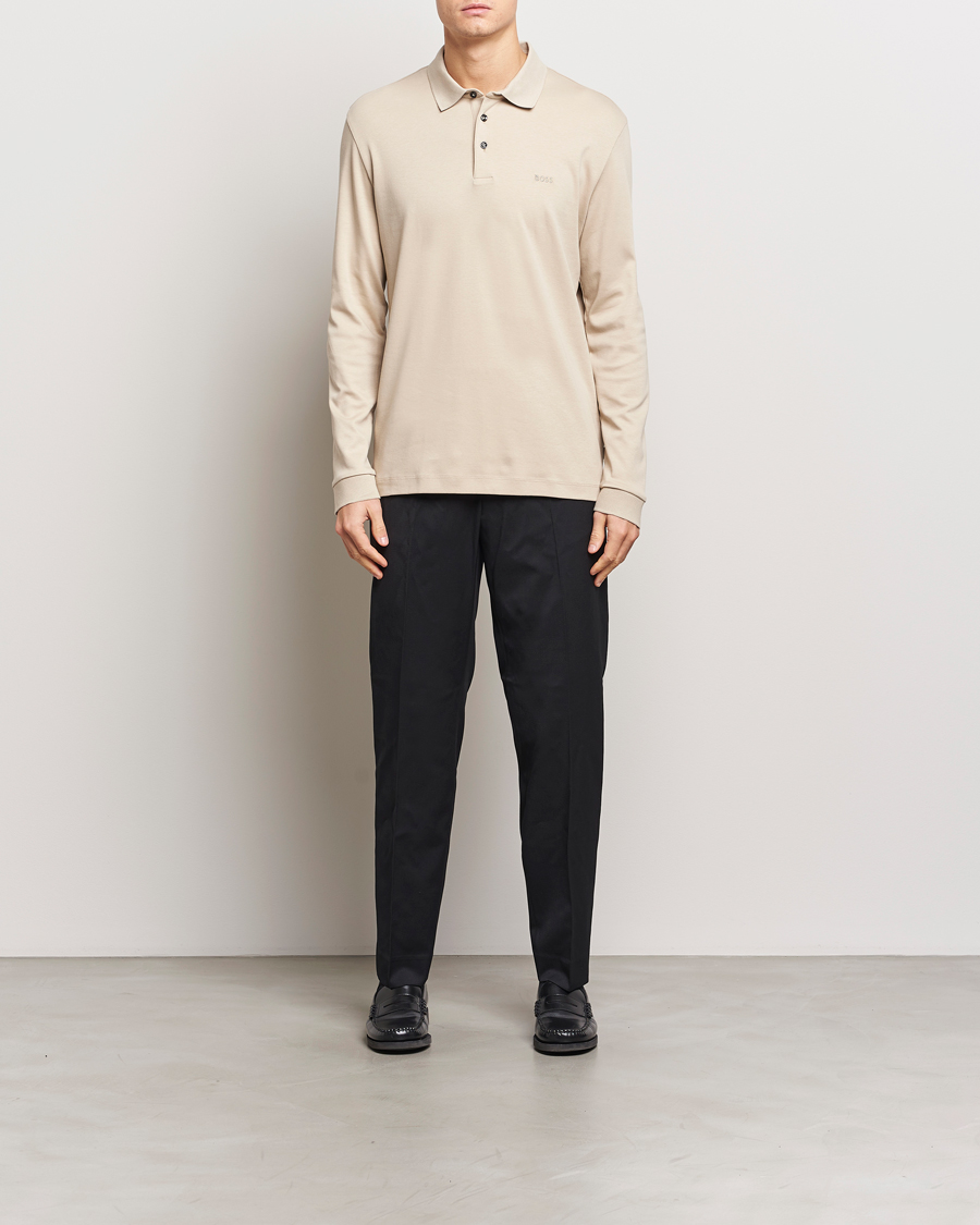 Homme | Pulls Et Tricots | BOSS BLACK | Pado Mercerized Long Sleeve Polo Light Beige