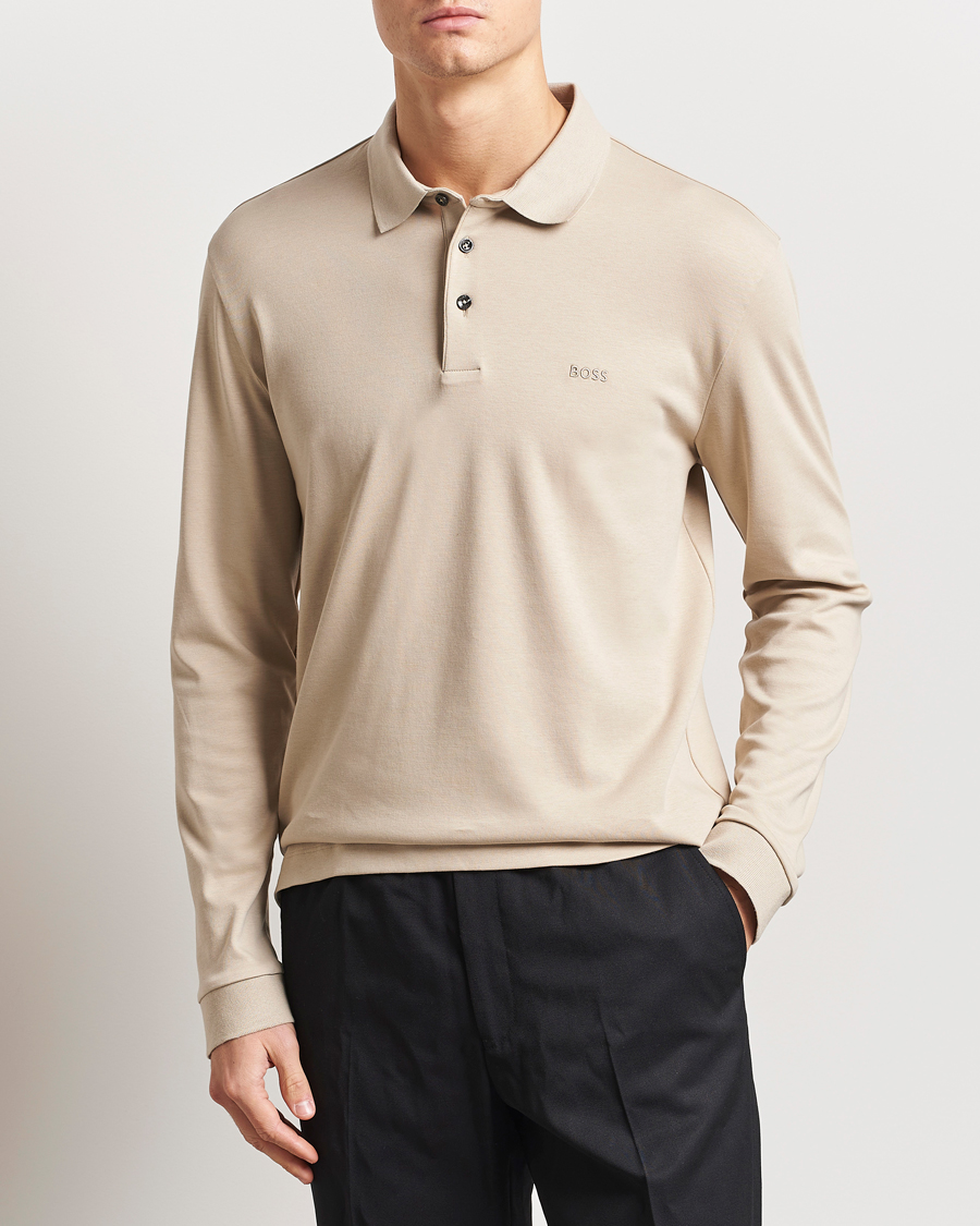 Homme | Pulls Et Tricots | BOSS BLACK | Pado Mercerized Long Sleeve Polo Light Beige