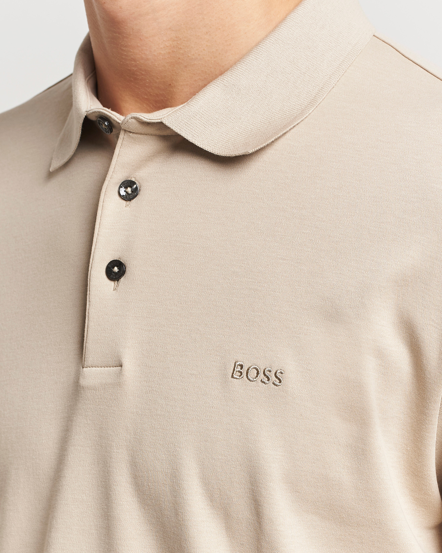 Homme | Pulls Et Tricots | BOSS BLACK | Pado Mercerized Long Sleeve Polo Light Beige