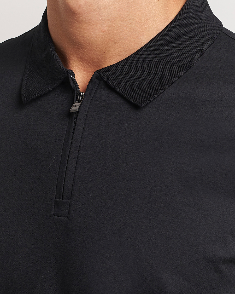Homme | Polos | BOSS BLACK | Paras Mercerized Half Zip Polo Black
