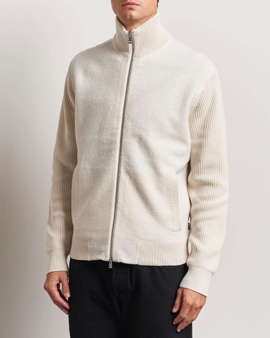 Homme | Pulls Et Tricots | BOSS BLACK | Emeraviglio Wool/Cotton Full Zip Open White