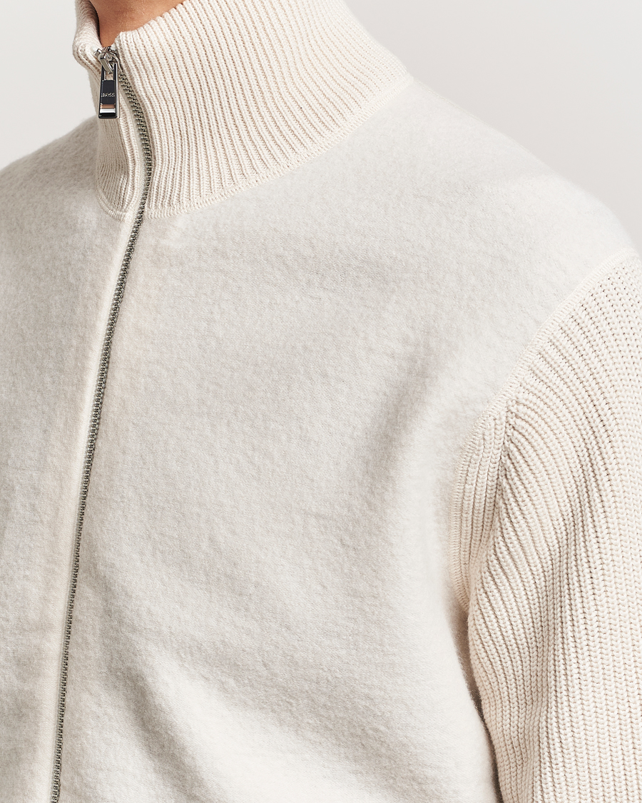 Homme | Pulls Et Tricots | BOSS BLACK | Emeraviglio Wool/Cotton Full Zip Open White