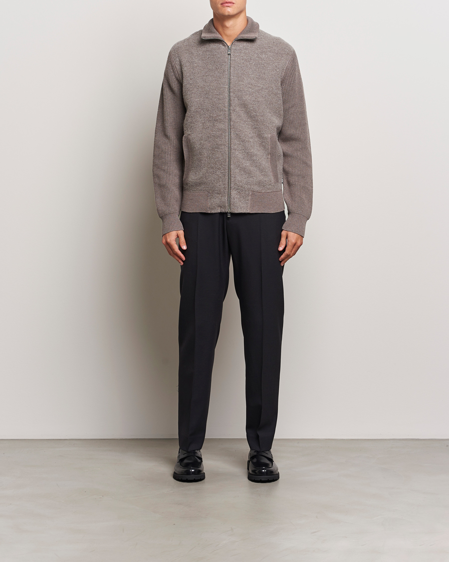 Homme | Pulls Et Tricots | BOSS BLACK | Emeraviglio Wool/Cotton Full Zip Dark Beige