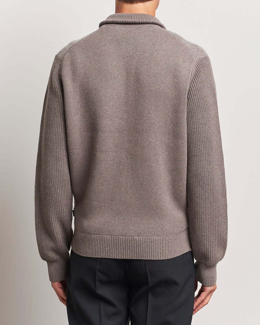 Homme | Pulls Et Tricots | BOSS BLACK | Emeraviglio Wool/Cotton Full Zip Dark Beige