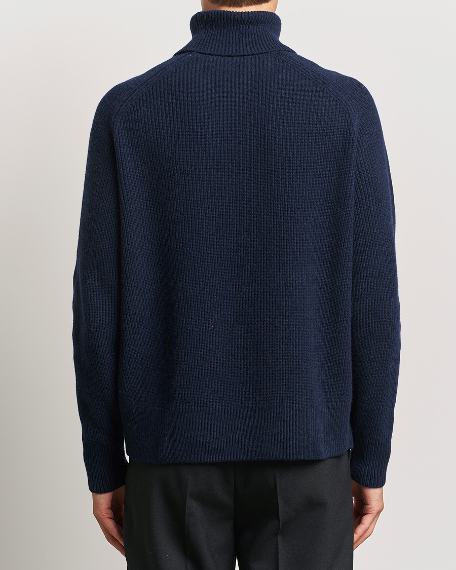 Homme | Pulls Et Tricots | BOSS BLACK | Evento Wool Rib Knitted Polo Dark Blue