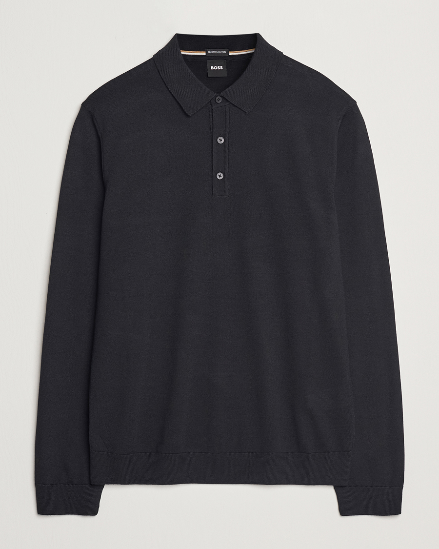 Homme | Pulls Et Tricots | BOSS BLACK | Lancione Merino Knitted Polo Black
