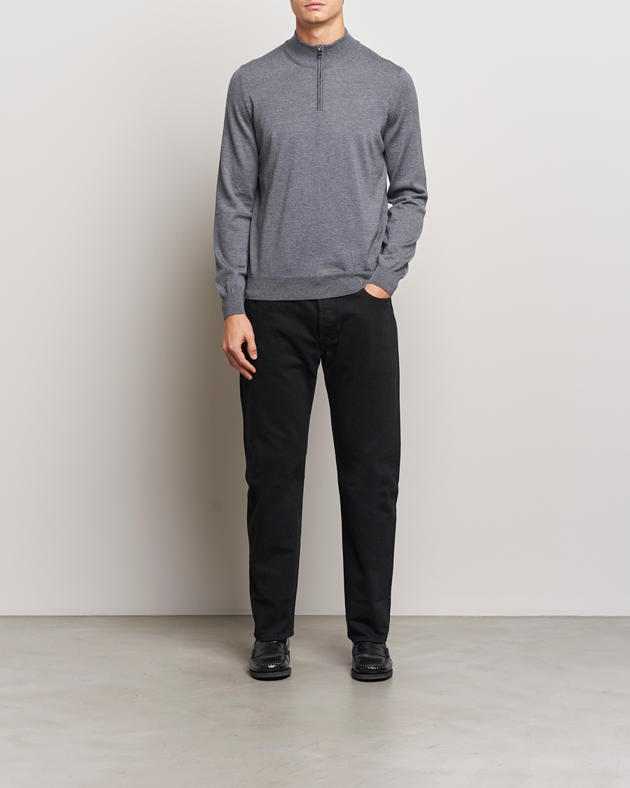 Homme | Pulls Et Tricots | BOSS BLACK | Ebenji Merino Knitted Half Zip Medium Grey