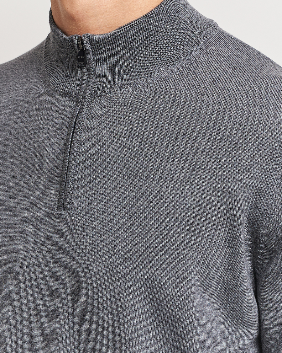 Homme | Pulls Et Tricots | BOSS BLACK | Ebenji Merino Knitted Half Zip Medium Grey