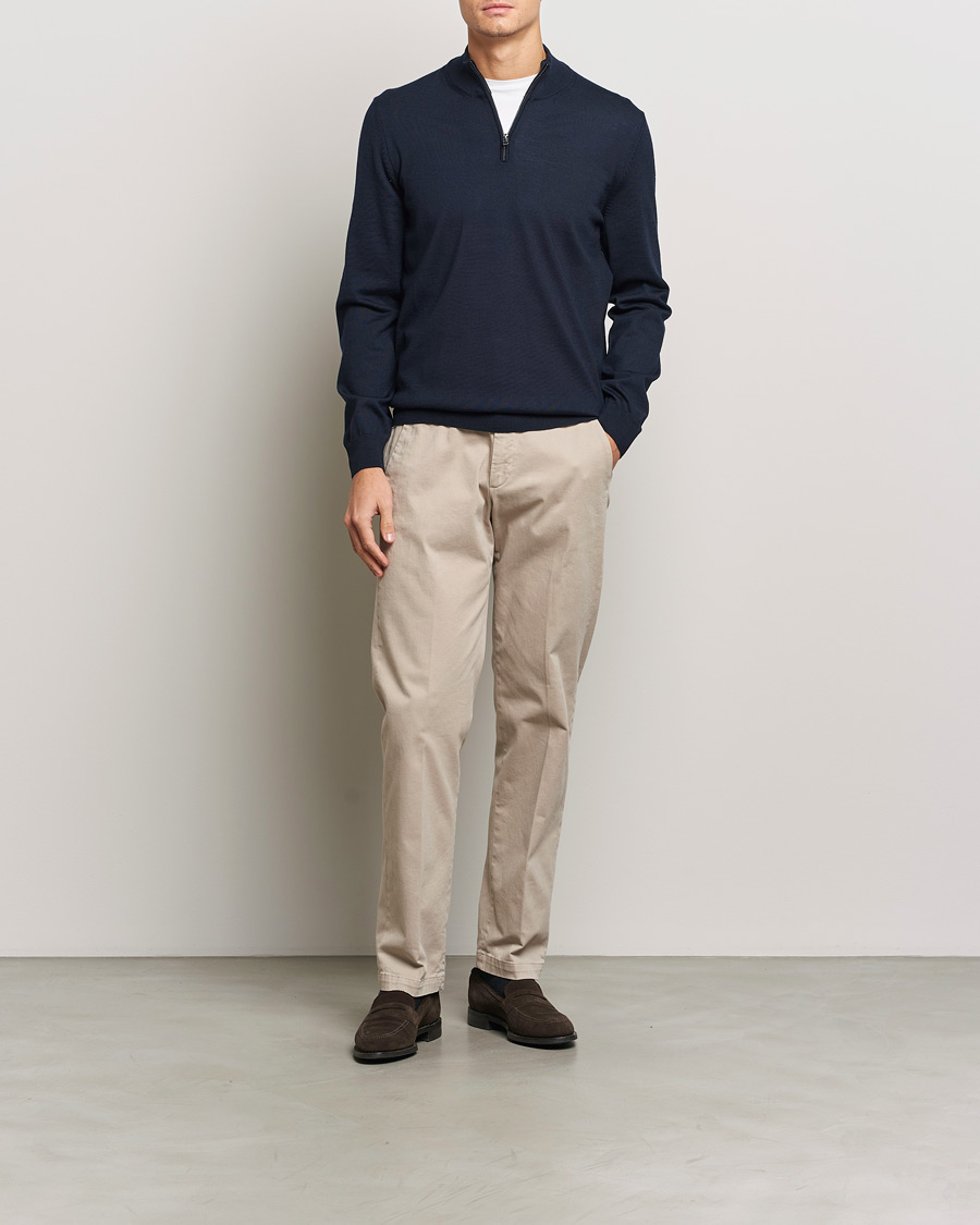 Homme | Pulls Et Tricots | BOSS BLACK | Ebenji Merino Knitted Half Zip Dark Blue