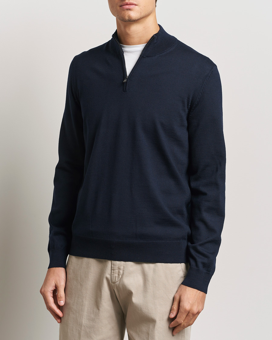 Homme | Pulls Et Tricots | BOSS BLACK | Ebenji Merino Knitted Half Zip Dark Blue