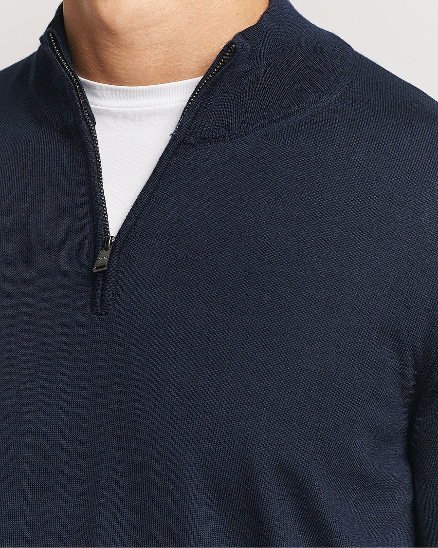Homme | Pulls Et Tricots | BOSS BLACK | Ebenji Merino Knitted Half Zip Dark Blue