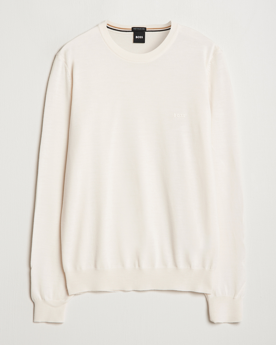 Homme | Pulls Et Tricots | BOSS BLACK | Botto Merino Knitted Pullover Open White