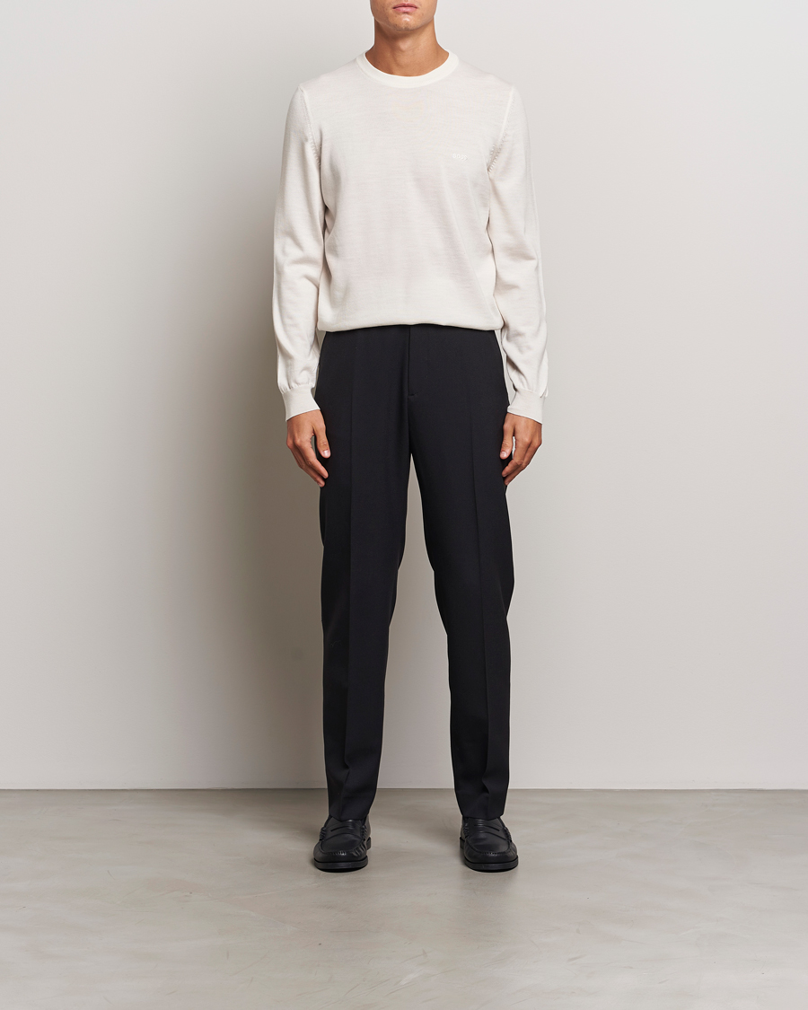 Homme | Pulls Et Tricots | BOSS BLACK | Botto Merino Knitted Pullover Open White