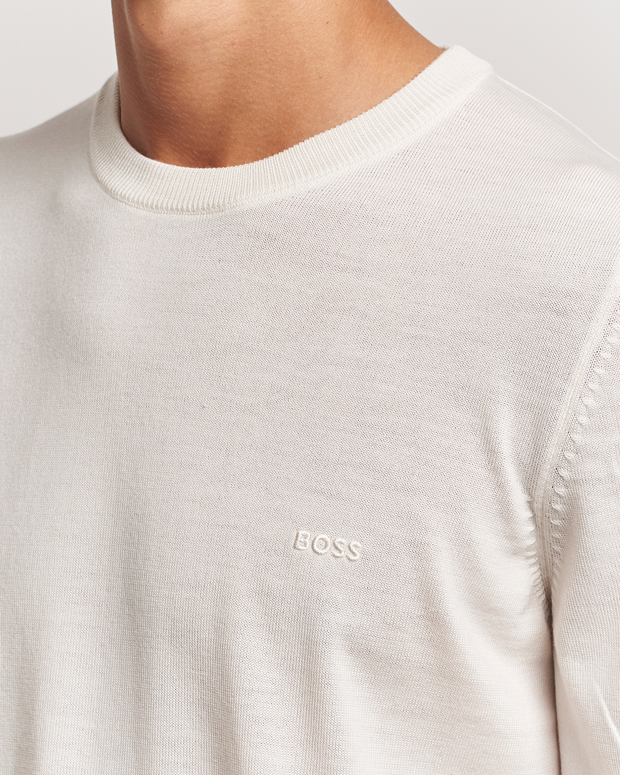 Homme | Pulls Et Tricots | BOSS BLACK | Botto Merino Knitted Pullover Open White