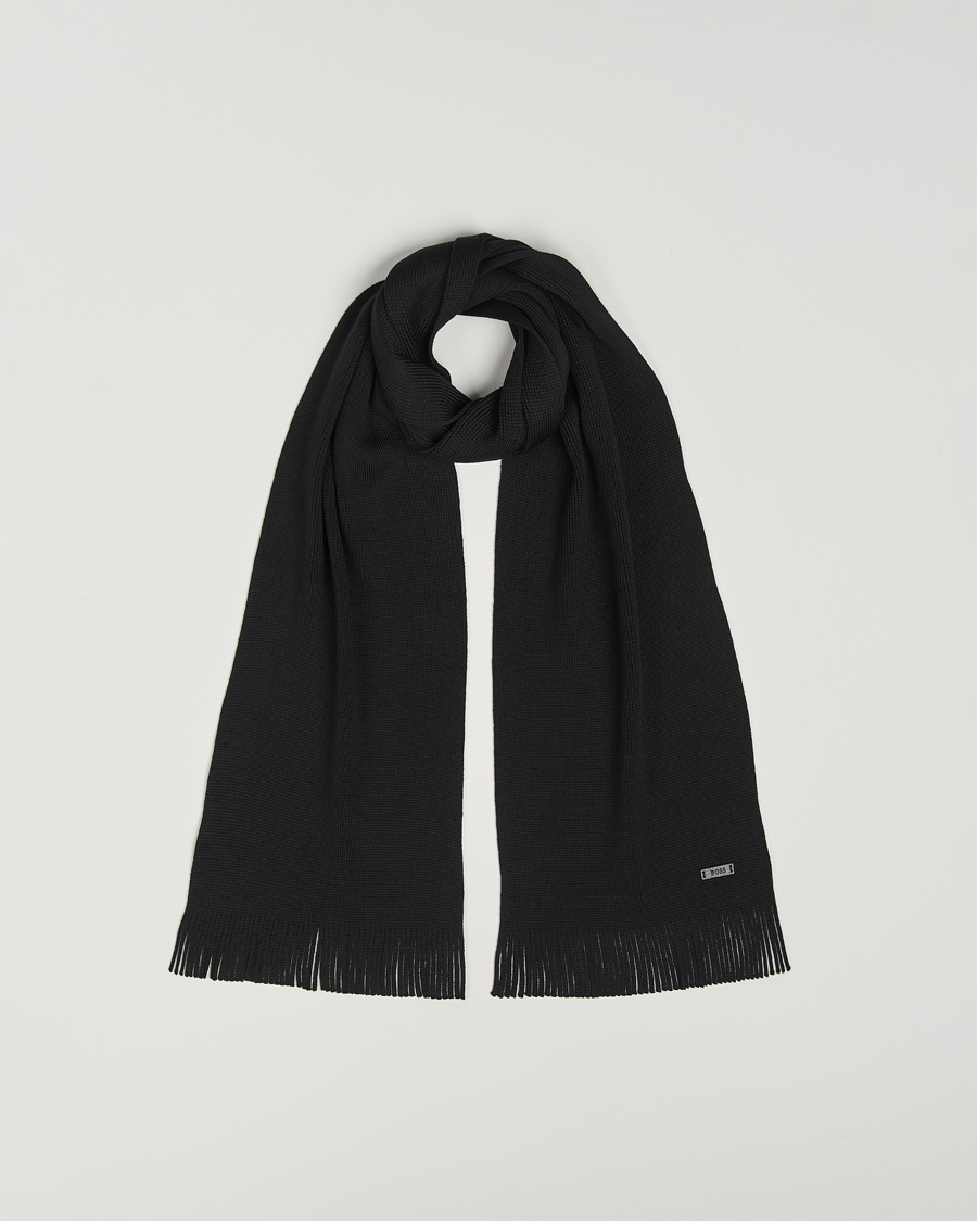 Homme | BOSS BLACK Albas Wool Scarf Black | BOSS BLACK | Albas Wool Scarf Black