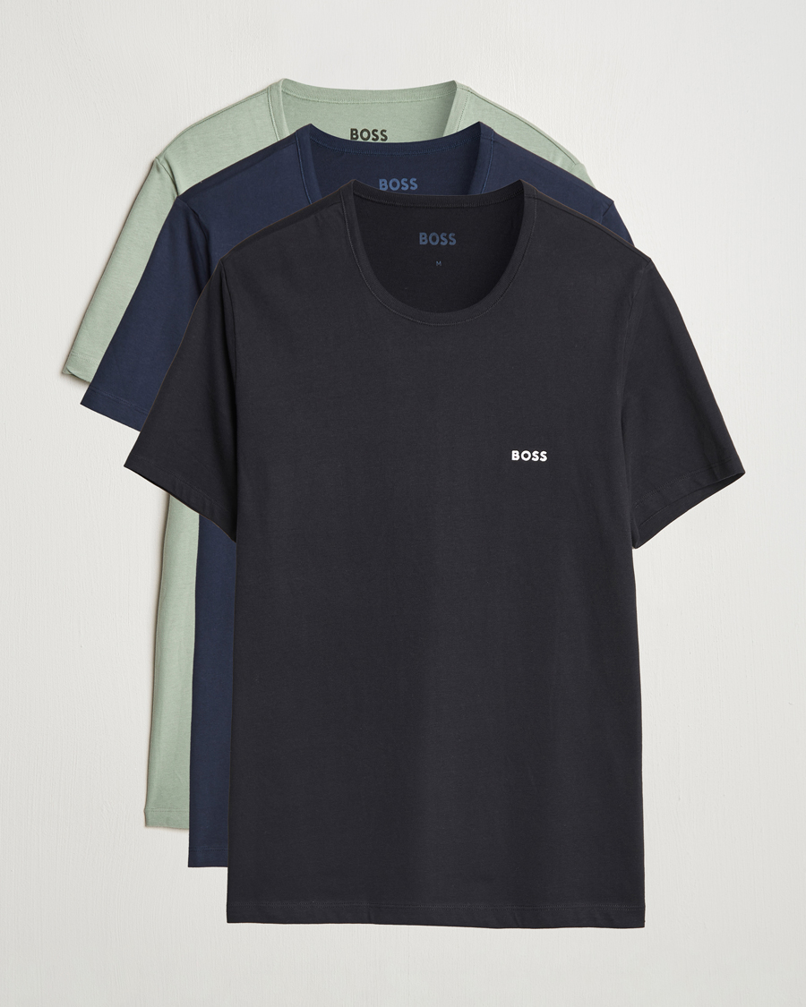 Homme | T-shirts | BOSS BLACK | 3-Pack Crew Neck T-Shirt Black/Navy/Green