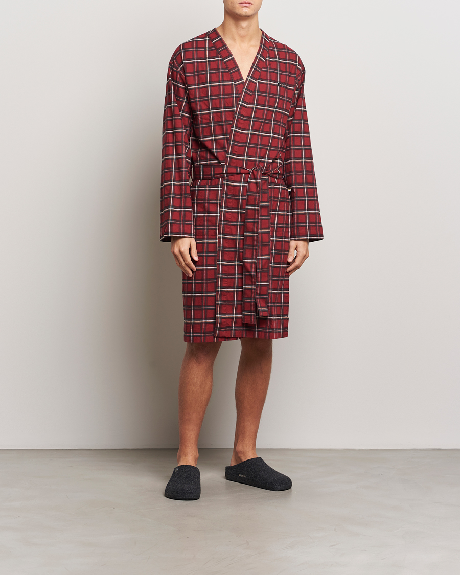 Homme | Peignoirs Et Pyjamas | BOSS BLACK | Holiday Checked Robe Dark Red