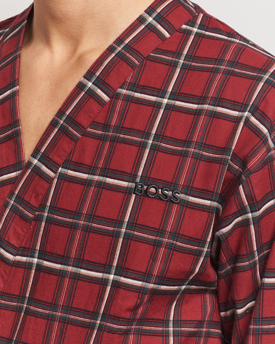 Homme | Peignoirs Et Pyjamas | BOSS BLACK | Holiday Checked Robe Dark Red