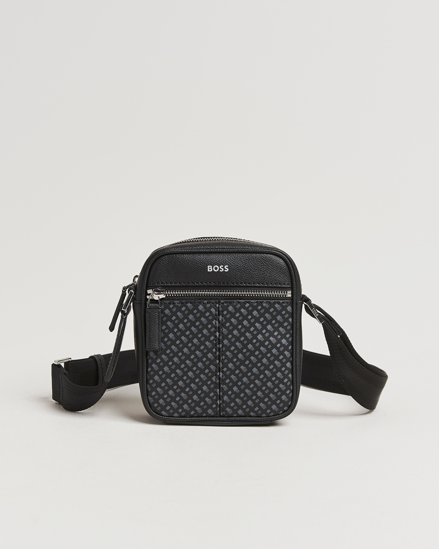 Homme | BOSS BLACK Zair Monogram Shoulder Bag Black | BOSS BLACK | Zair Monogram Shoulder Bag Black