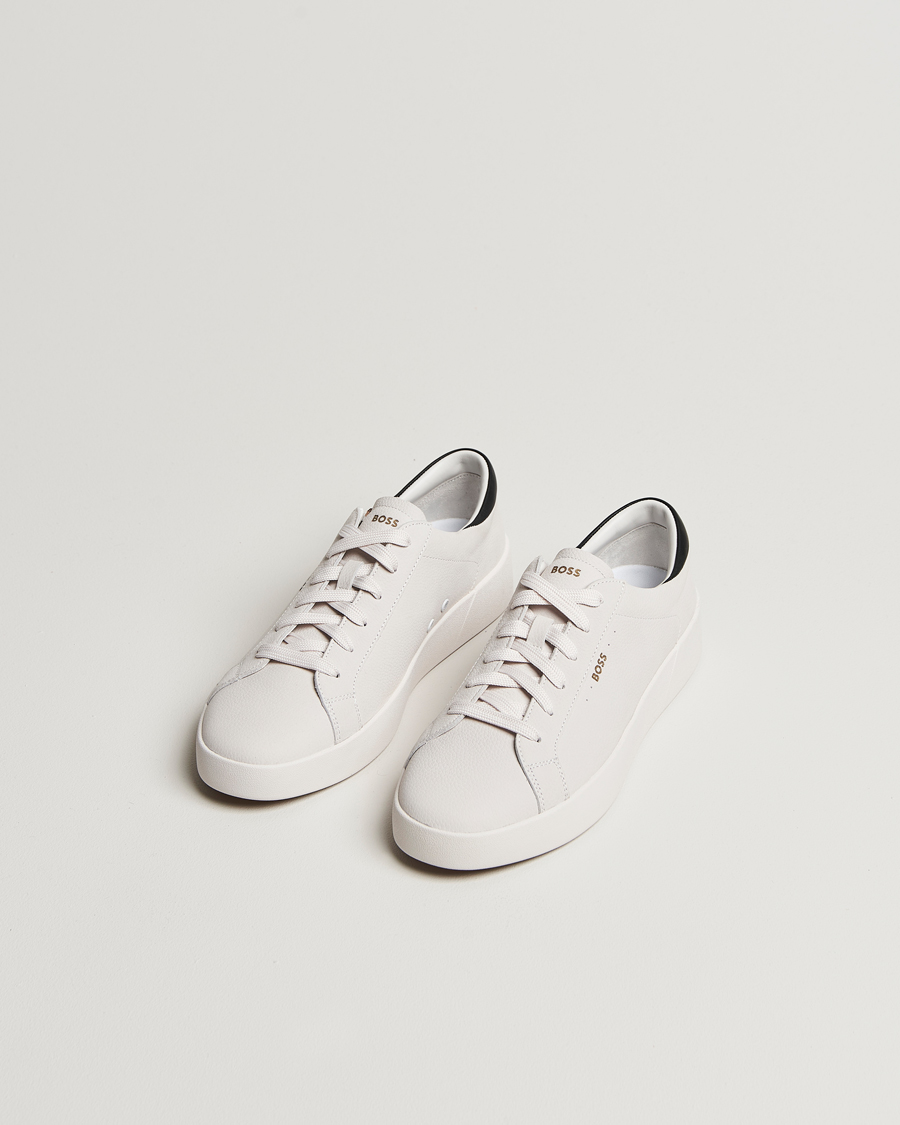 Homme | BOSS BLACK Belwar Leather Sneaker Open White | BOSS BLACK | Belwar Leather Sneaker Open White